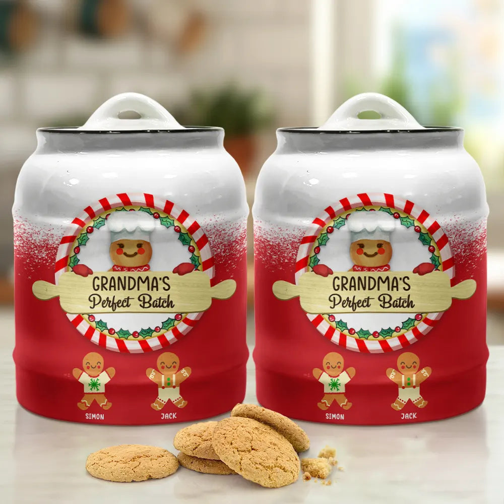 Gift For Women, Grandma - Grandkids, Grandma's Hobby, Gift For Grandma, Baking , Christmas, Love - Gingerbread Grandma Lil Sweeties - Personalized Cookie Jar