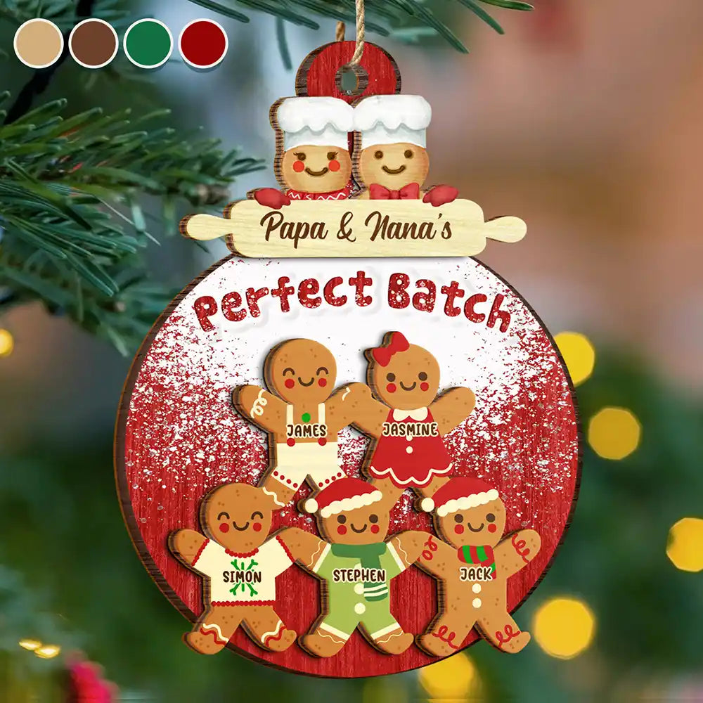 Parents,Gift For Mother,Gift For Father,Gift For Grandpa,Gift For Grandma,Gift For Grandparents,Love,Christmas - Gingerbread Grandparents Parents Perfect Batch - Personalized 2-Layered Wooden Ornament