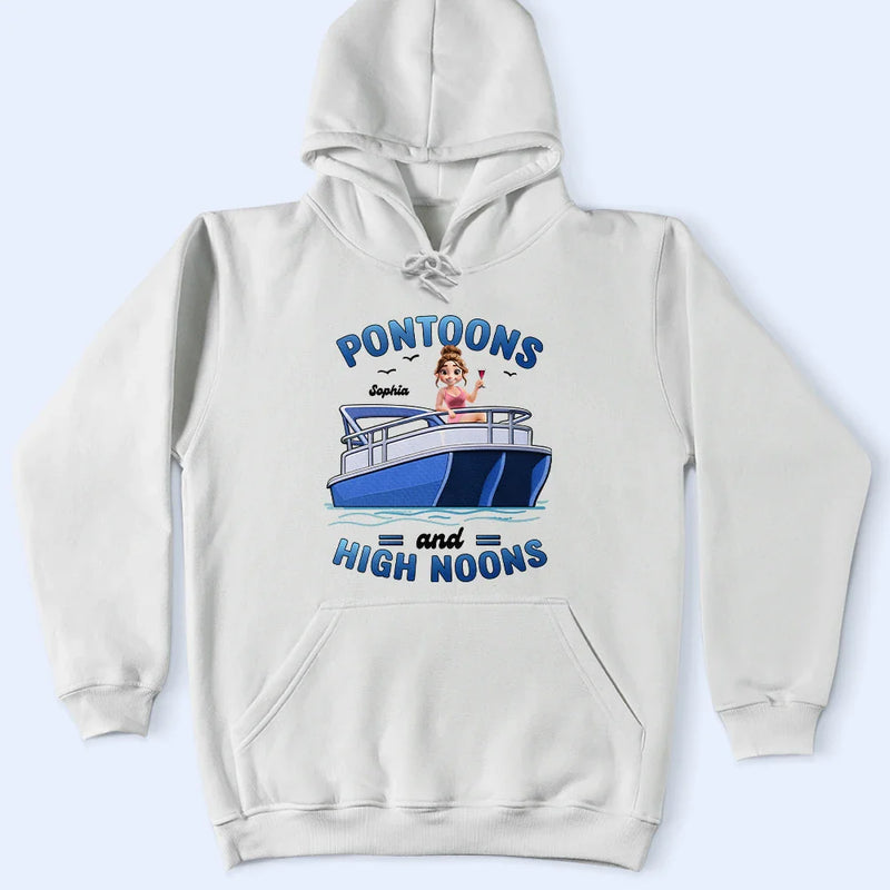Pontoon, Lake, Gift For Yourself, Happy - Girls Trip Pontoon & High Noons - Personalized T Shirt