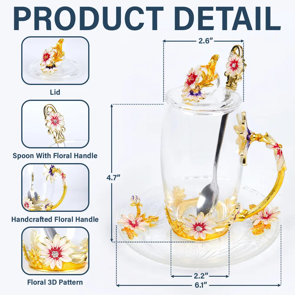 Gift For Grandma, Grandma - Grandkids, Gift For Mother, Happy - First Mom Now Grandma - Personalized Glass Flower Tea Cup