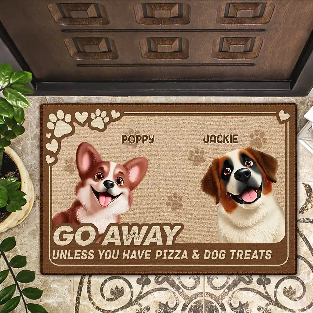 Dog Lovers,Dog Mom,Dog Dad,Pet Lovers,Pet Mom,Pet Dad,Happy - Go Away Unless You Have Alcohol And Dog Treats 3D Effect - Personalized Doormat