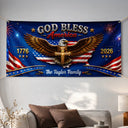 America 250th,Independence Day,Family,Proud,Custom Text - God Bless America - Personalized Horizontal Banner