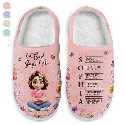 God Say I Am Bible - Personalized Fluffy Slippers