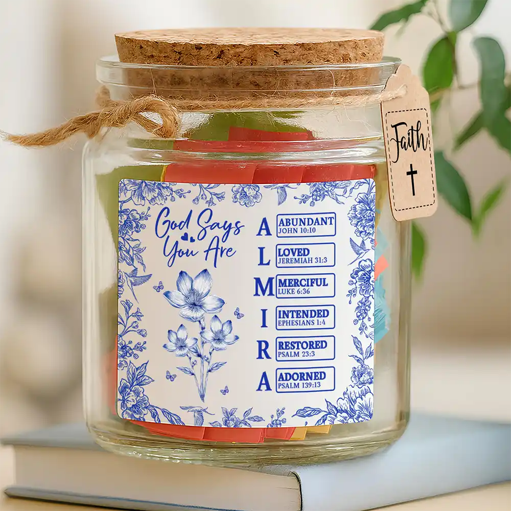 Love,Gift For Yourself,Christian - God Says You Are - Personalized Bible Verse Jar