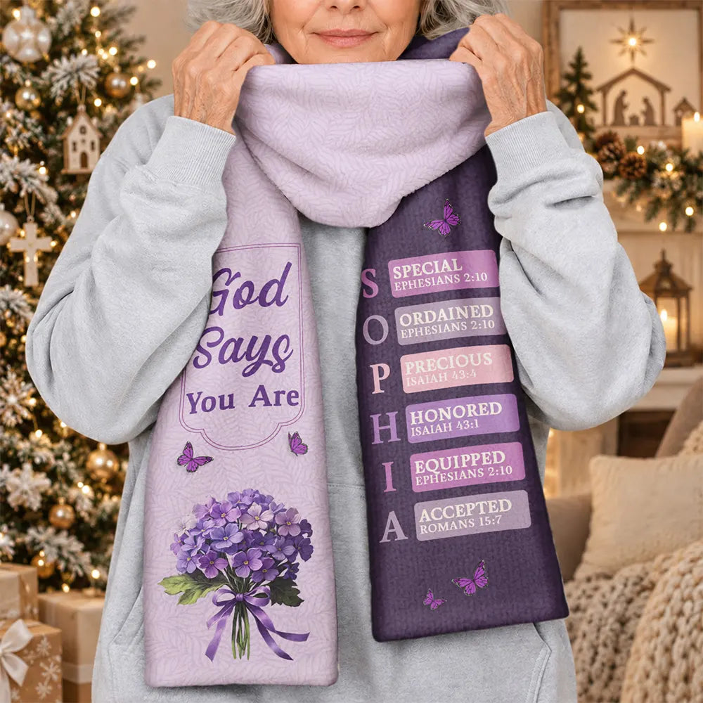 God Says You Are Birth Month Flower - Personalized Fleece Scarf