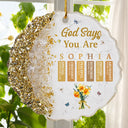 Devoted,Christian,Gift For Yourself,Gift For Women,Custom Letter,Icon - God Says You Are Birth Month Flower - Personalized Resin Ornament