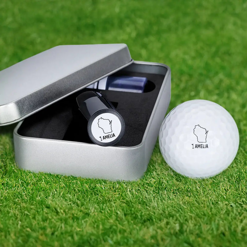Happy,Sport Dad,Golf,Gift For Father,Gift For Men - Golf Makes Me Happy - Personalized Golf Ball Stamp With Metal Storage Box