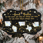 Gift For Sisters,Gift For Bestie,Love,Long Distance - Good Friends Are Like Stars 3D Nacre Effect - Personalized Medallion Ceramic Ornament