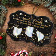 Gift For Sisters,Gift For Bestie,Love,Long Distance - Good Friends Are Like Stars 3D Nacre Effect - Personalized Medallion Ceramic Ornament