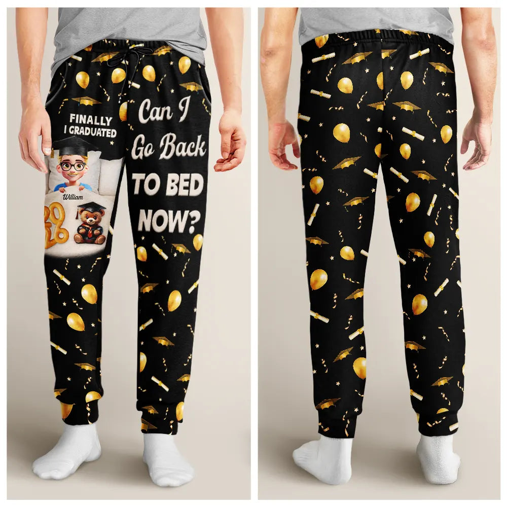 Graduation,Gift For Yourself,Gift For Women,Gift For Men,Happy - Graduated Can I Go Back To Bed Now - Personalised Pyjama Bottoms