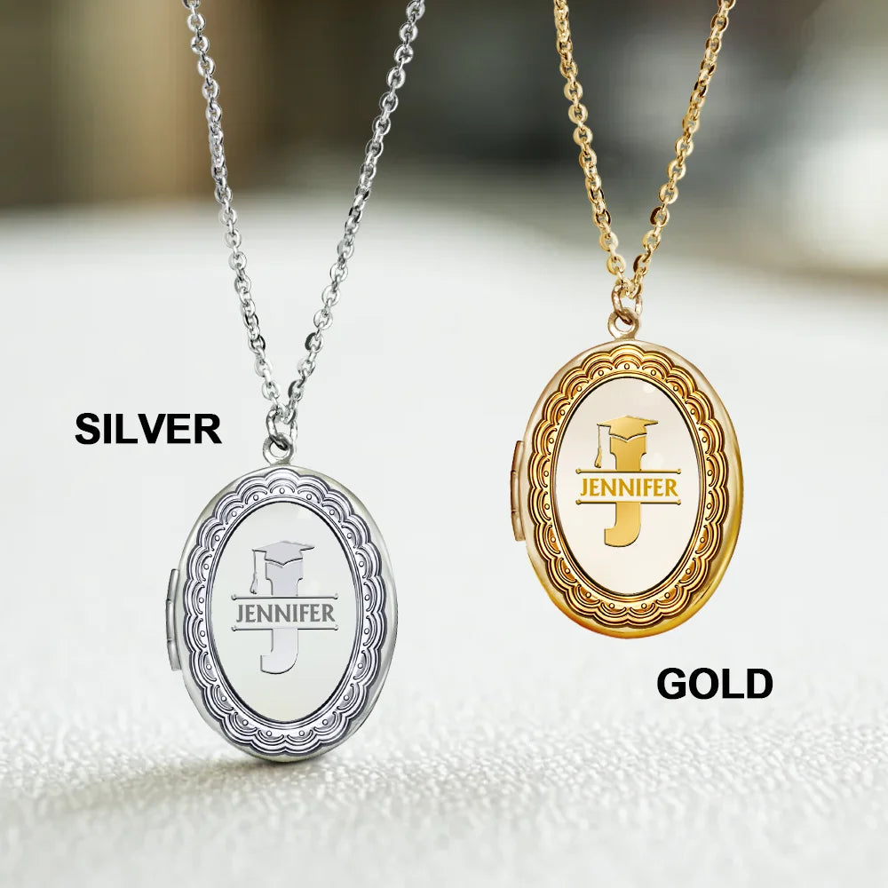 Vector,Graduation,Happy,Gift For Yourself,Gift For Women,Gift For Daughter,Gift For Sisters,Gift For Sibling,Gift For Bestie - Graduation Alphabet Letter - Personalized Locket Necklace