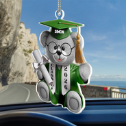 Graduation Bear 3D Effect - Personalized Acrylic Car Hanger