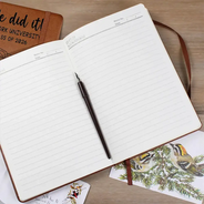 Icon,Gift For Bestie,Graduation,Happy - Graduation Cap Toss Celebration - Personalized Leather Journal