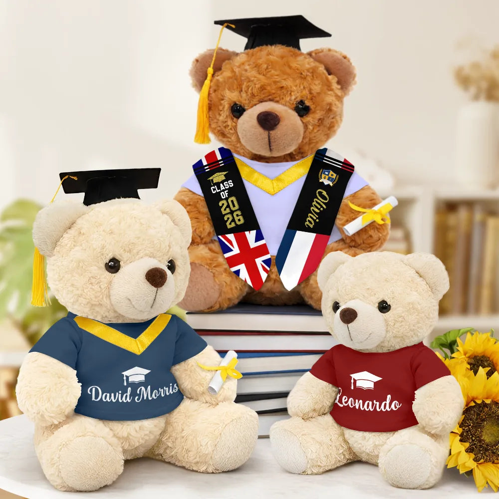 Graduation,Happy,Gift For Yourself,Gift For Daughter,Gift For Son,Gift For Bestie,Proud - Graduation Pride Dual Flags - Personalized Teddy Bear