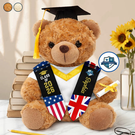 Graduation Pride Dual Flags - Personalized Teddy Bear