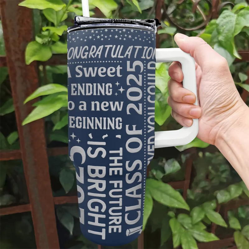 Graduation The Adventure Begins - Personalized 40oz Tumbler With Straw