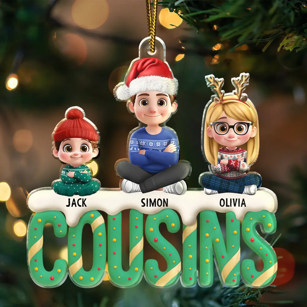 Gift For Grandpa,Gift For Grandma,Gift For Grandparents,Happy,Parents,Christmas - Grandkids Christmas Tree Cake 3D Effect - Personalized Custom Shaped Acrylic Ornament