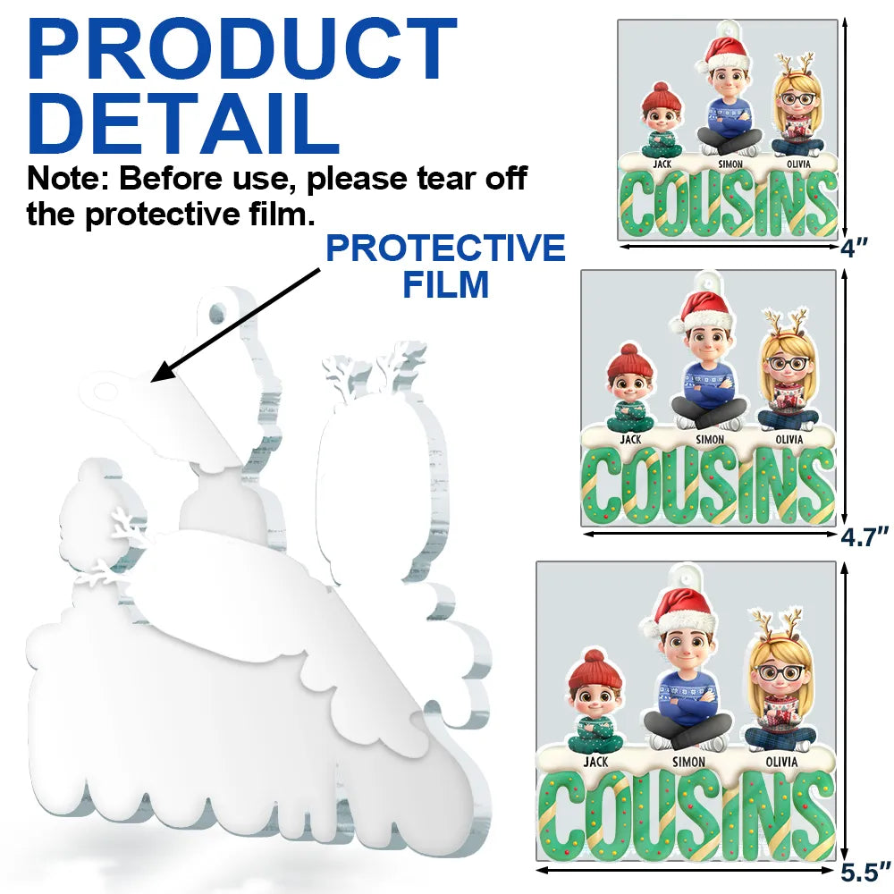 Gift For Grandpa,Gift For Grandma,Gift For Grandparents,Happy,Parents,Christmas - Grandkids Christmas Tree Cake 3D Effect - Personalized Custom Shaped Acrylic Ornament