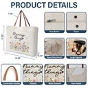 Gift For Women, Happy, Gift For Yourself - Grandma Things Grandma Getaway Bag Wild Flowers - Personalized Leather Handle Tote Bag