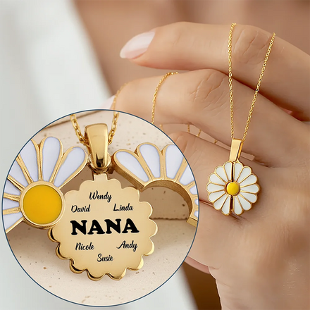 Grandma Grandkids Custom Names And Nicknames - Personalized Engraved Hidden Message Necklace