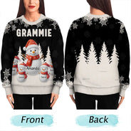 Gift For Grandpa, Gift For Women, Christmas, Top Market, Happy - Grandma Grandkids Snowman 3D Effect - Personalized Unisex Ugly Sweater