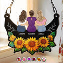 Gift For Yourself, Gift For Women, Gift For Mother, Mom - Daughters (Adult), Mom - Daughters (Young), Mom - Sons, Mom - Children, Gift For Grandma, Grandma - Grandkids, Love, Afro Mom - Grandma Mom And Children Sitting On Floral Moon - Personalized Window Hanging Suncatcher Ornament