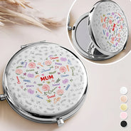 Gift For Grandma,Gift For Mother,Love,Happy - Grandma Mom Birth Flower Blooming In Love - Personalized Compact Mirror
