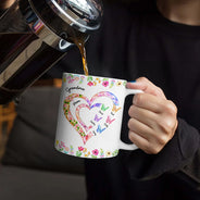 Gift For Grandma,Grandma,Grandkids - Grandma Mom Crystal Hearts - Personalized White Edge-to-Edge Mug