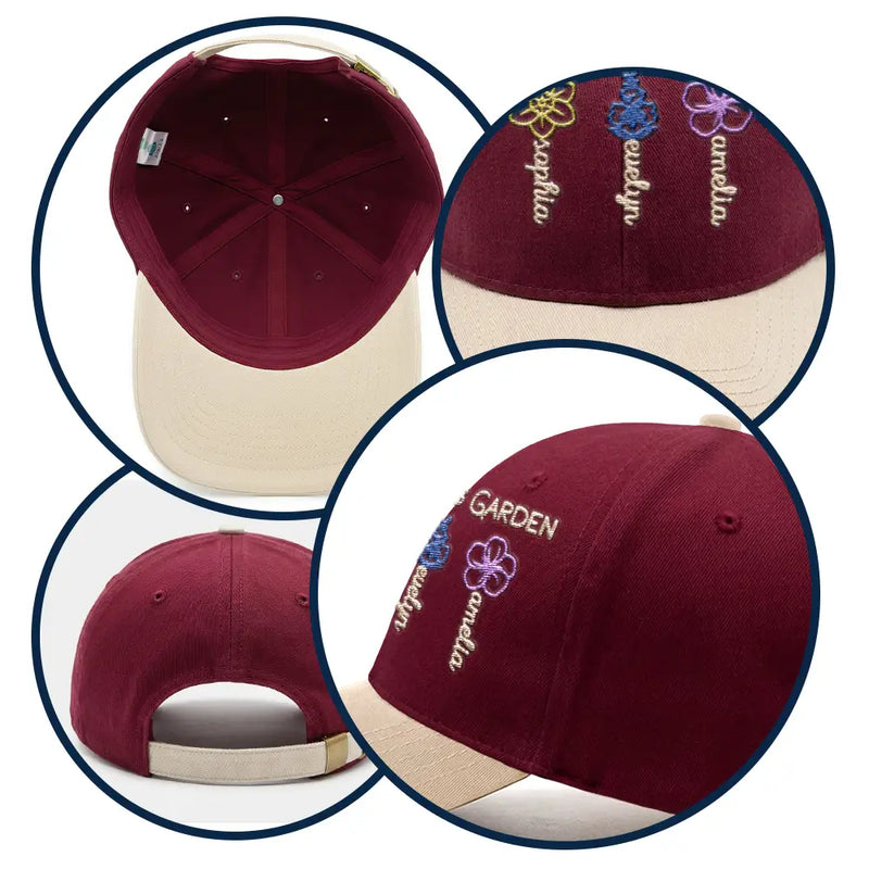 Gift For Mother,Gift For Grandma,Love - Grandma Mom Garden Birth Flowers - Personalized Embroidered Two Tone Cap