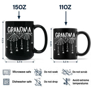 Adorable,Gift For Grandma,Halloween,Icon - Grandma Spooky Halloween Kid's Name - Personalized Black Mug