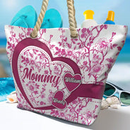 Gift For Mother, Gift For Grandma, Happy - Grandma Mom Toile De Jouy - Personalized Beach Bag