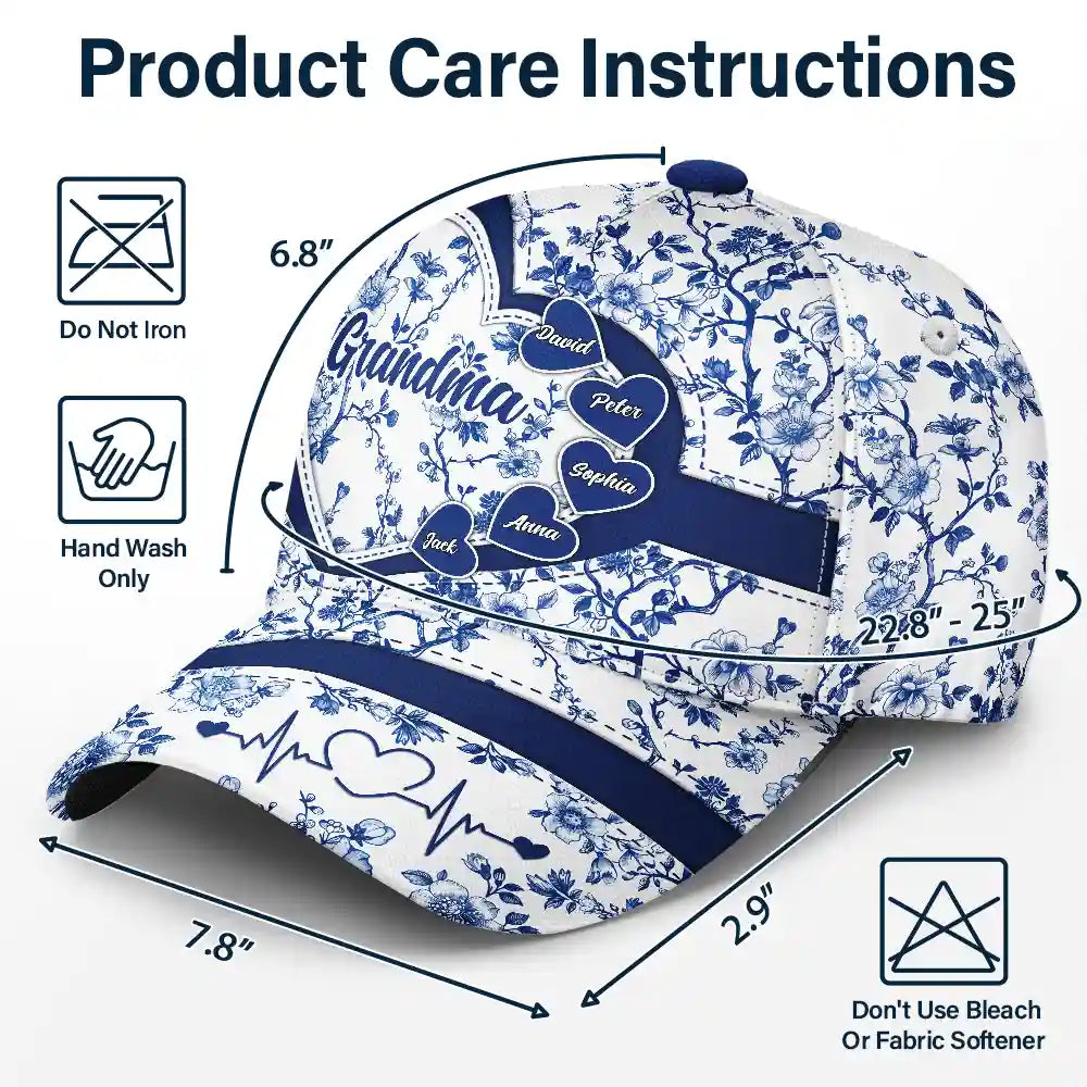 Gift For Grandma,Gift For Mother - Grandma Mom Toile De Jouy - Personalized Classic Cap
