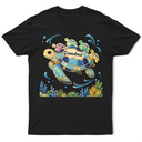 Happy,Gift For Wife,Gift For Yourself,Gift For Women,Gift For Mother,Gift For Grandma - Grandma Mom Turtle Faux Patchwork - Personalized T Shirt