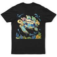 Happy,Gift For Wife,Gift For Yourself,Gift For Women,Gift For Mother,Gift For Grandma - Grandma Mom Turtle Faux Patchwork - Personalized T Shirt