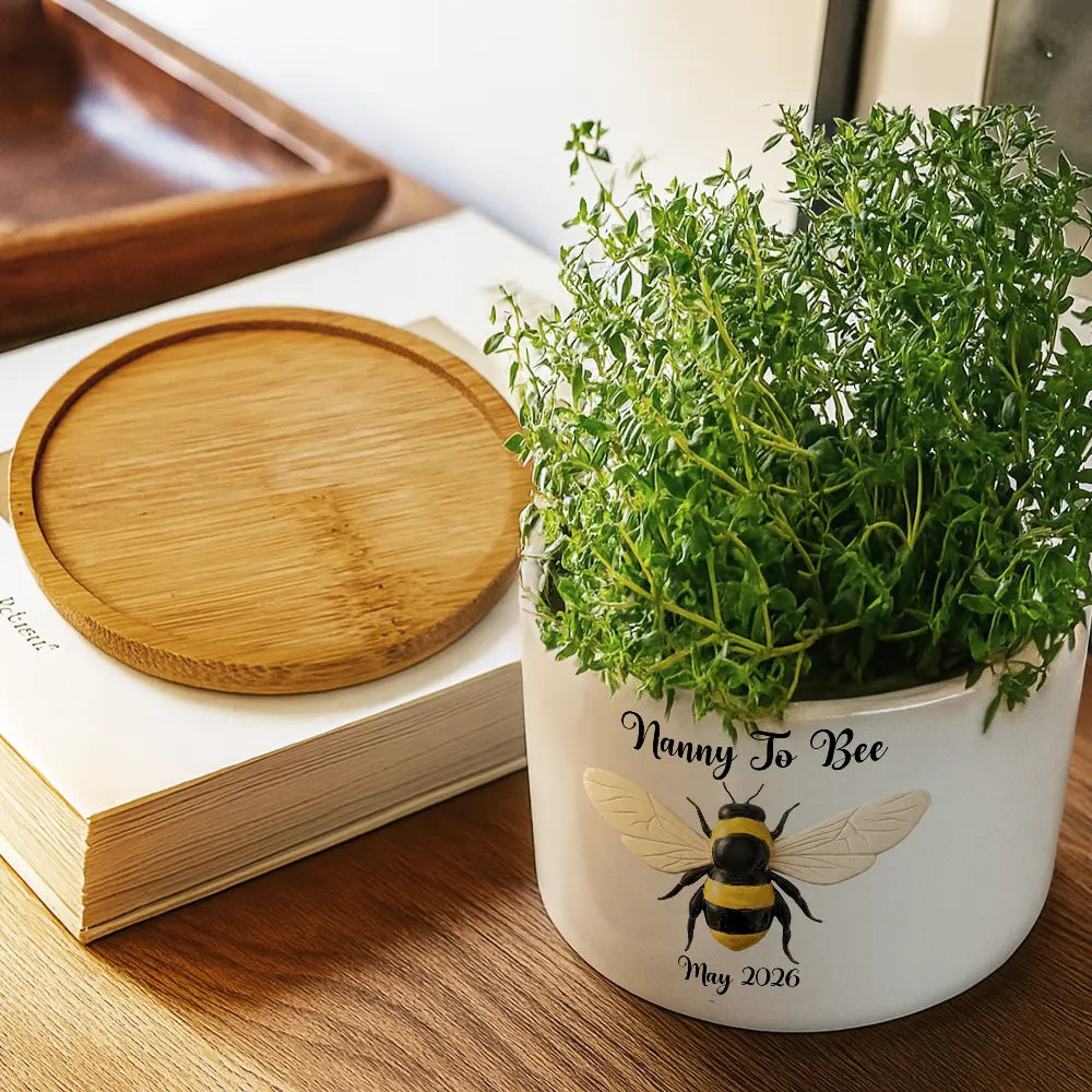 New baby,New Mom,Gift For Grandma,Gift For Mother,Happy - Grandma Mommy To Bee Pregnancy Annoucement - Personalized Ceramic Plant Pot
