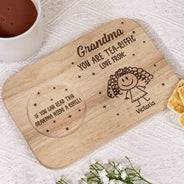 Gift For Grandma, Gift For Grandparents, Gift For Grandpa, Gift For Mother, Love - Grandma You Are Tea-Riffic - Personalized Serving Board With Cup Holder