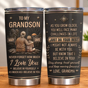 Gift For Grandkids,Inspirational,Gift For Granddaughter,Vector - Grandma & Granddaughter Grandson Just Do Your Best - Personalized Tumbler
