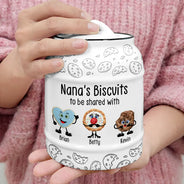 Gift For Mother,Gift For Grandma,Happy,Gift For Grandpa,Gift For Father - Grandma's Biscuits To Be Shared With The Grandkids - Personalized Cookie Jar
