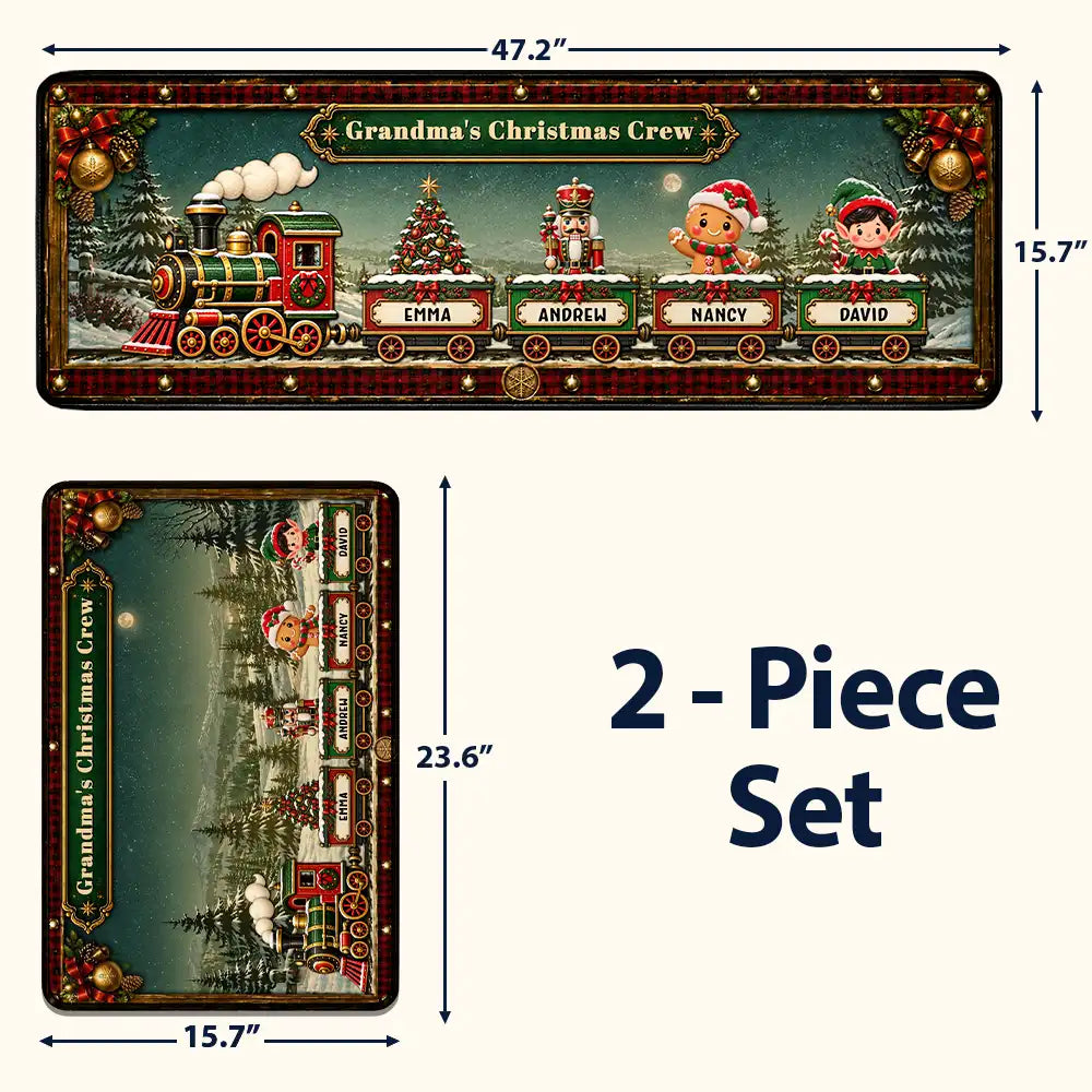 Top Market,Sentimental,Christmas,Gift For Grandma,Icon - Grandma's Christmas Crew Vintage Train Christmas Gift For Grandma - Personalized Runner Rug