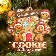Gift For Grandma,Grandma's Hobby,Grandma,Grandkids,Happy,Christmas,Gift For Mother - Grandma's Cookie Tasting Crew - Personalized 2-Layered Wooden Ornament