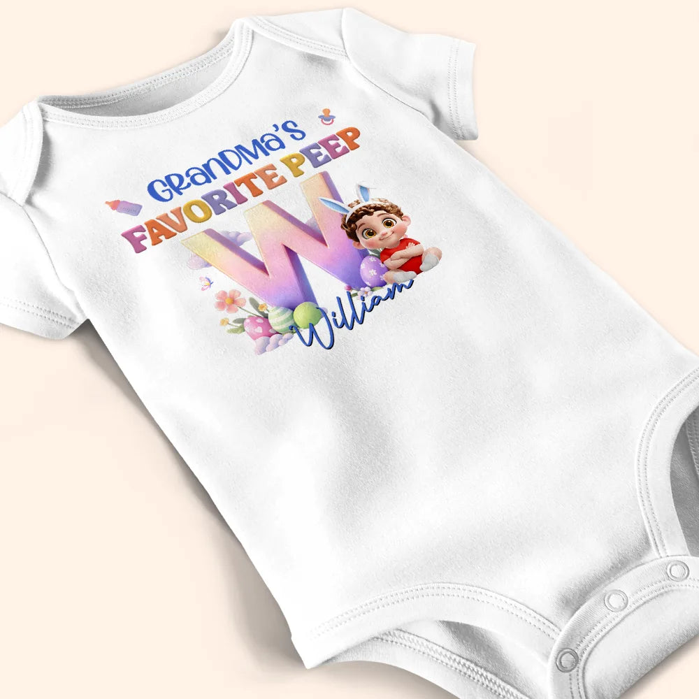 New baby,Parents,Gift For Grandkids,Grandma - Grandkids,Grandpa - Grandkids,Easter,Happy - Grandma's Favorite Peep - Personalized Baby Onesie