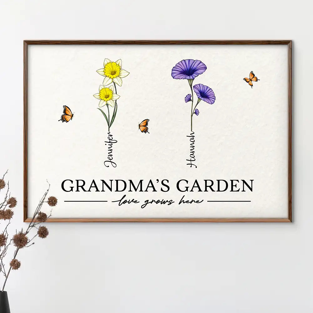 Gift For Grandma,Gift For Mother,Gift For Wife,Gift For Women,Happy - Grandma's Garden Birth Flowers - Personalized Poster