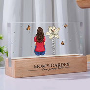 Gift For Grandma,Gift For Mother,Gift For Wife,Gift For Women,Happy - Grandma's Garden Birth Month Flowers Backside Children - Personalized Rectangle LED Light