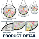 Gift For Grandma,Grandma - Grandkids,Grandma's Hobby,Happy - Grandma's Garden Floral - Personalized Stained Glass Window Hanging Suncatcher