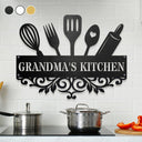 Happy, Gift For Grandma, Gift For Mother, Cooking, Baking , Gift For Women, Gift For Yourself - Grandma's Kitchen - Personalized Cutout Metal Sign