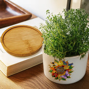 Gift For Grandma,Grandma - Grandkids,Grandma's Hobby,Gardening,Happy - Grandma's Love Bugs Stained Glass Effect - Personalized Ceramic Plant Pot