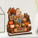 Top Market,Gift For Grandchildren,Gift For Grandkids,Gift For Grandma,Cozy,Grandma - Grandkids,Vector - Grandma's Pumpkin Patch Fall Vibes - Personalized Custom Shaped Wooden Plaque