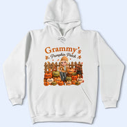 Gift For Grandchildren,Gift For Grandkids,Gift For Grandma,Cozy,Grandma - Grandkids,Vector - Grandma's Pumpkin Patch Fall Vibes - Personalized T Shirt