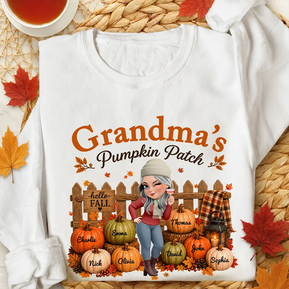 Grandma's Pumpkin Patch Fall Vibes - Personalized T Shirt