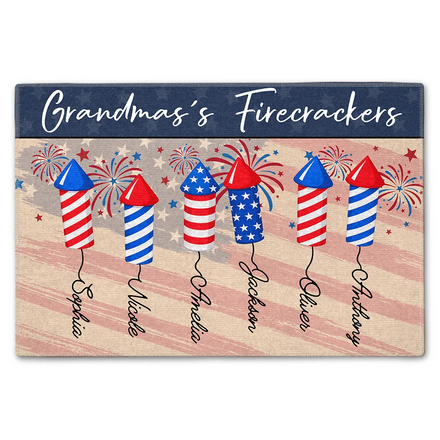 Grandpa Grandma Firecrackers America Fireworks - Personalized Doormat